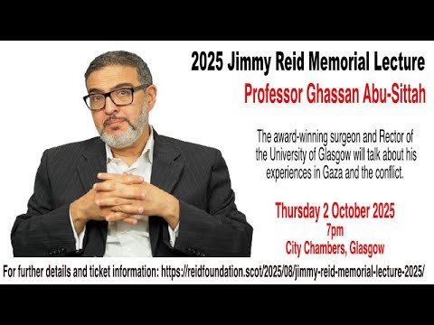GhassanAbuSitt1's tweet card. Ghassan Abu-Sittah giving the 2025 Jimmy Reid Memorial Lecture. Part1