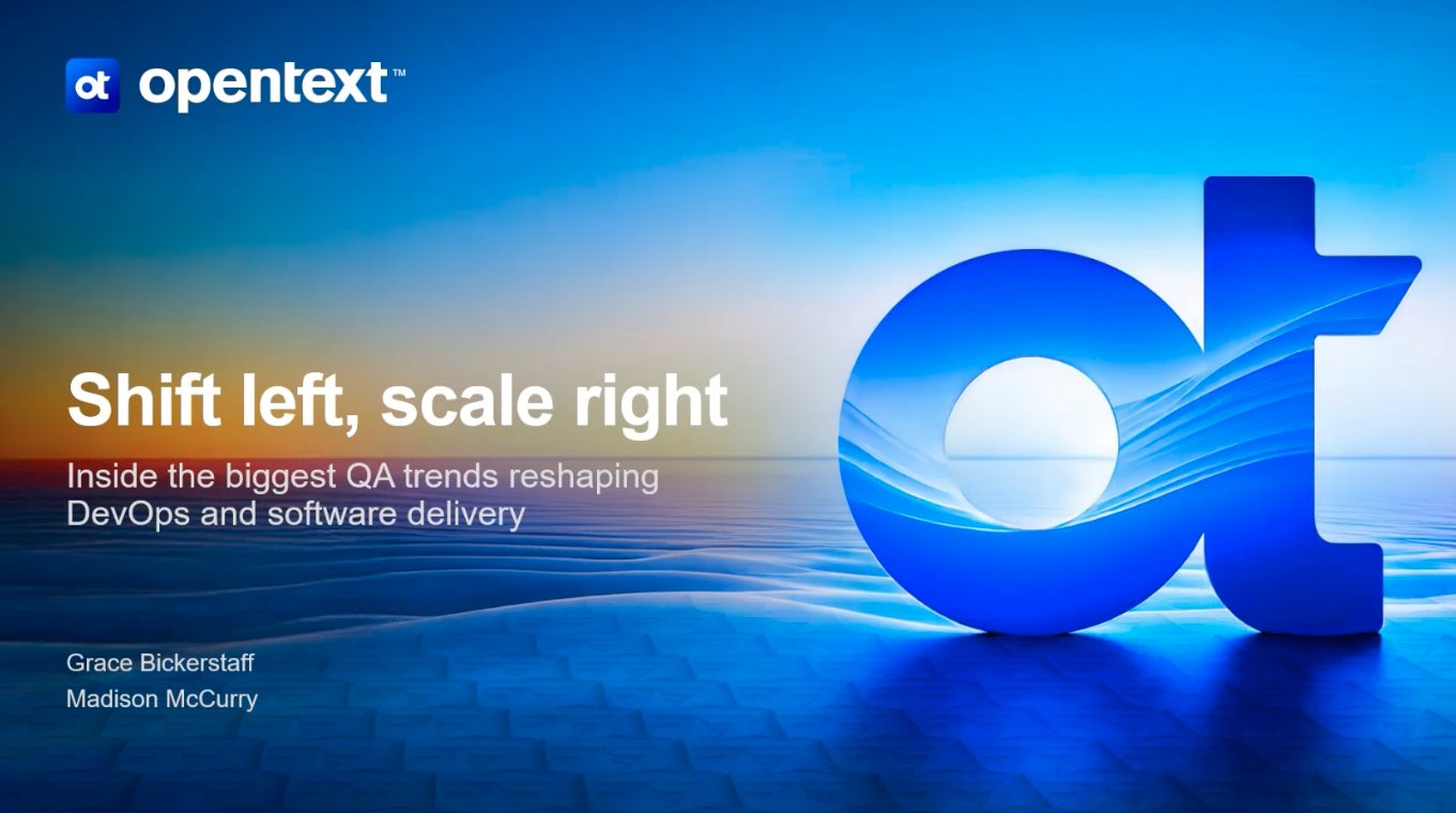 OpenTextDev's tweet card. Shift left, scale right: Top QA trends reshaping software testing