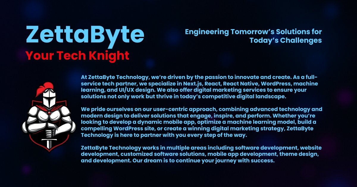 Zettabyteincorp's tweet card. ZettaByte Technology Limited is a cutting-edge software development company specializing in innovative solutions for businesses of all sizes. From web and mobile applications to AI-driven technolog...