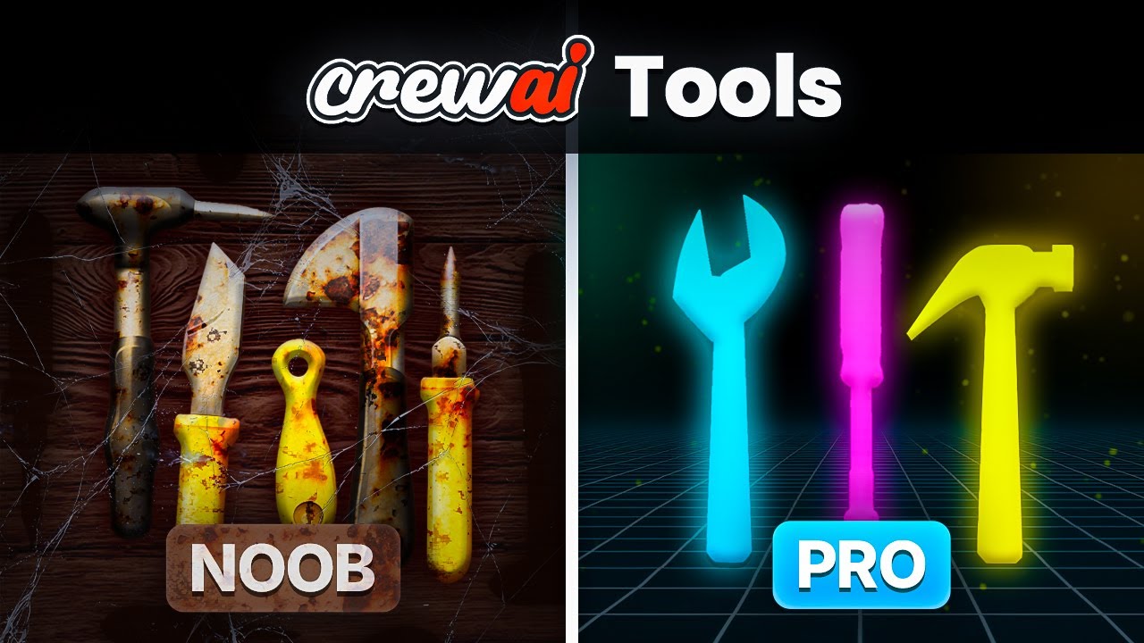 techpolitigeek's tweet card. CrewAI Noob vs Pro Tools