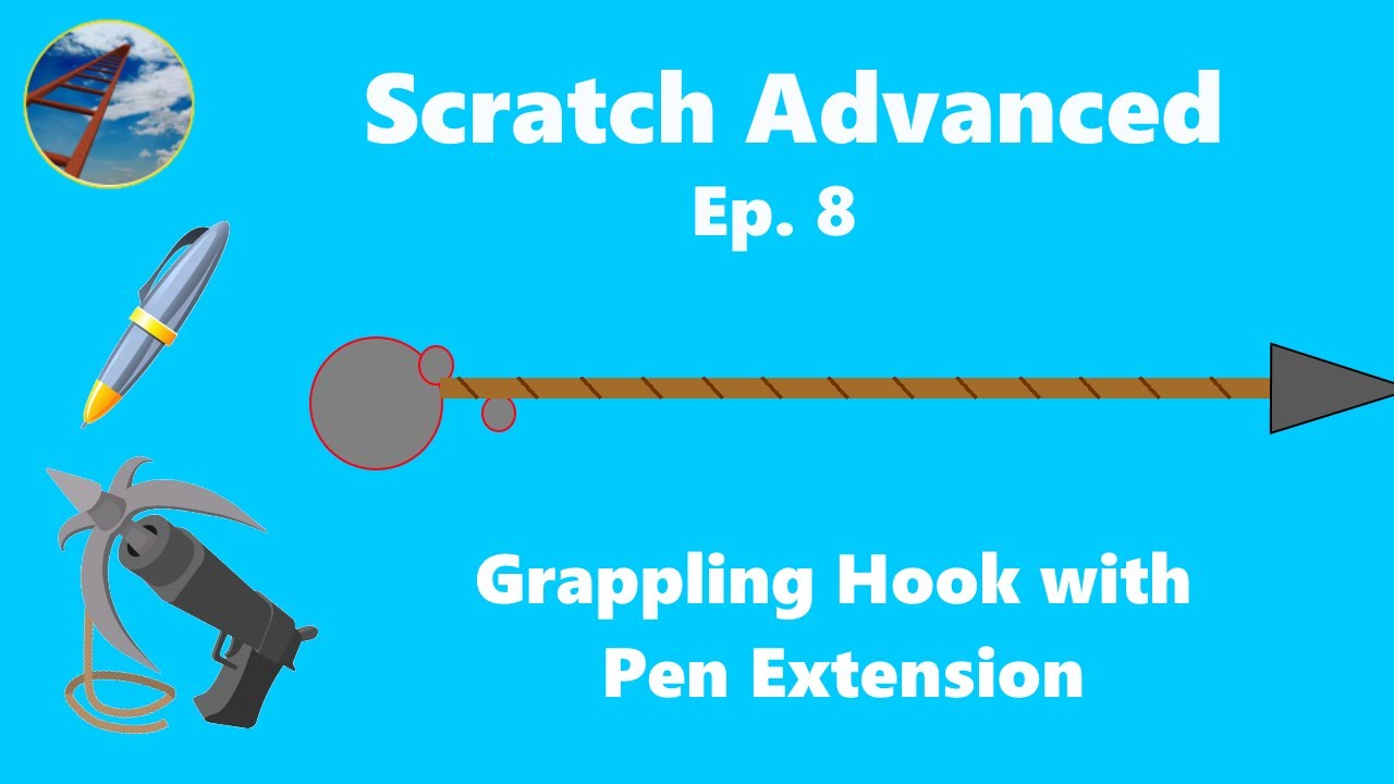 codingnuts's tweet card. Grappling Hook with Pen Extension - Advanced Scratch (Ep. 8)