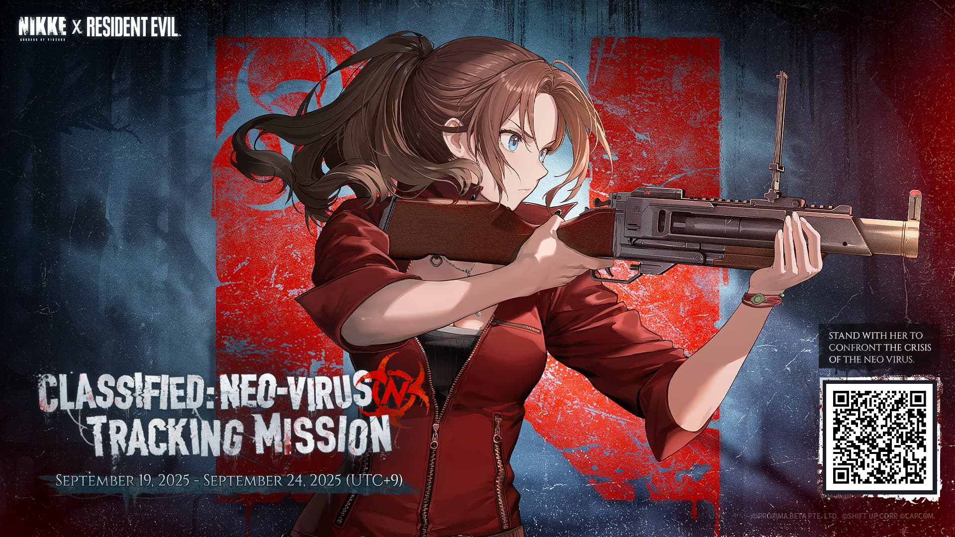 ToonTony13's tweet card. Nikke x Resident Evil collab goes live on September 24. Fight shoulder to shoulder with them against the new threat.