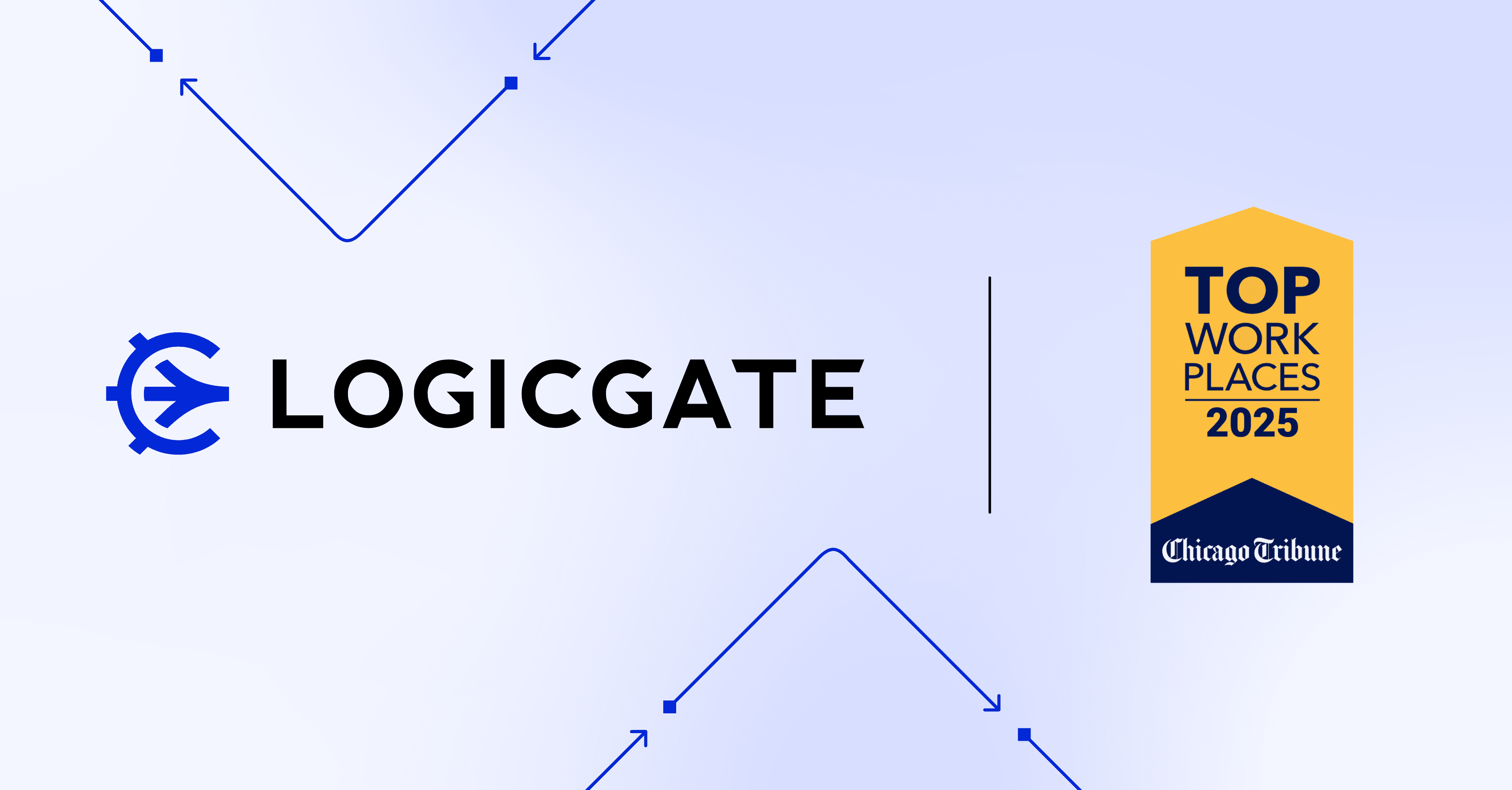 LogicGate's tweet card. LogicGate earns a 2025 Chicago Tribune Top Workplaces award, reflecting employee feedback and its commitment to a high-trust, high-performance culture built on inclusion, ownership, and innovation.