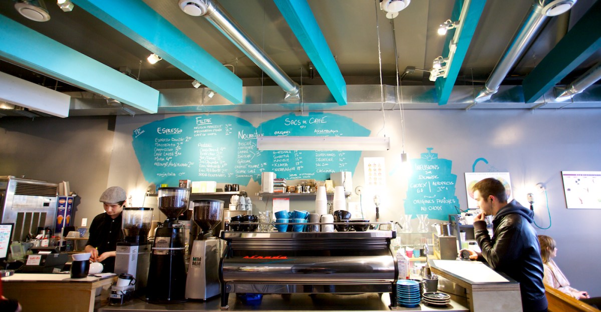 LibreLocal's tweet card. Big chain moves in, independent café moves out.