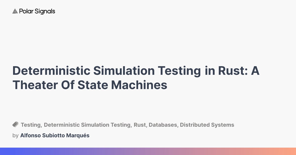 codinginrust's tweet card. How we designed our database for complete control over concurrency, time, randomness, and failure injection.