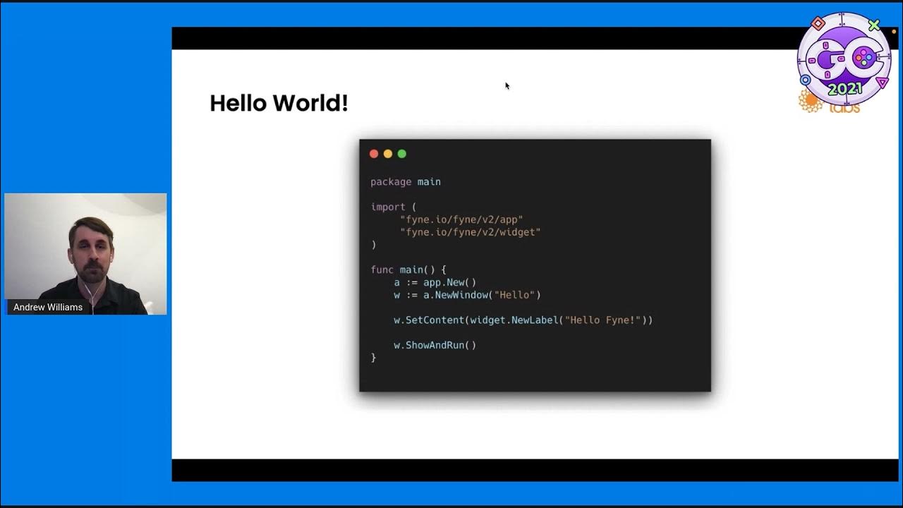 GolangGo's tweet card. GopherCon 2021: Get Started Building GUIs using Fyne - Andrew Williams