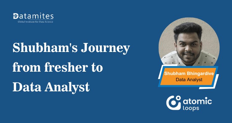 DataMites's tweet card. Shubham’s inspiring journey from a mechanical engineering fresher to a skilled data analyst highlights determination, consistent learning, practical training, and guidance, showcasing how DataMites®...