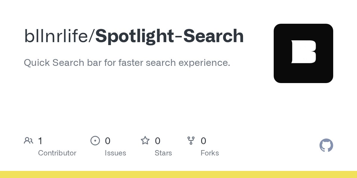 bllnr_swiftnet's tweet card. Quick Search bar for faster search experience. Contribute to bllnrlife/Spotlight-Search development by creating an account on GitHub.