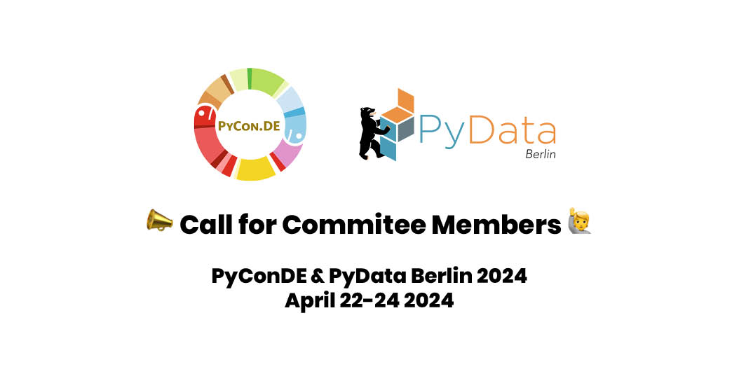 PyConDE's tweet card. Join us! The conference is organized by the community for the community and strives in providing relevant and diverse content. It is run by volunteers from the community.