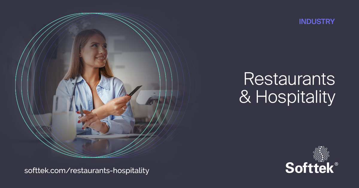 Softtek's tweet card. Softtek innovates in hospitality with technology, operational excellence, outstanding customer experience, and risk mitigation.