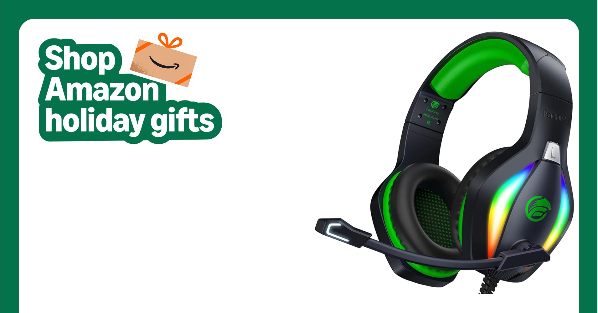 TechDealAlert's tweet card. 🎁Professional and comfortable design, cool shape and RGB lights. The Fachixy Gaming Headset is a great gift idea for 🎄Christmas and birthdays, boys and girls, family and friends🎁.