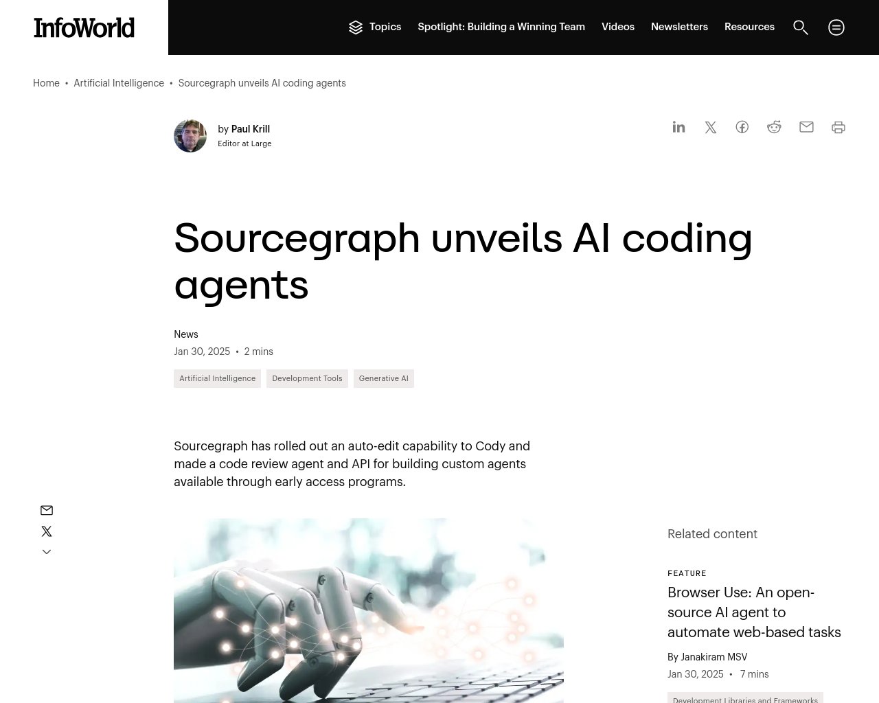 managetech_inc's tweet card. SourcegraphがGitHub Copilotに挑戦するために、コードレビュー、コード移行、テスト、ドキ