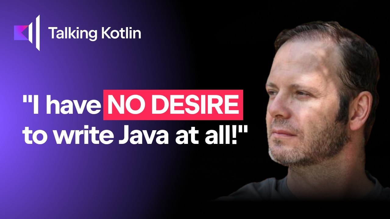 talkingkotlin's tweet card. Creator of Spring: No desire to write Java | Talking Kotlin #138