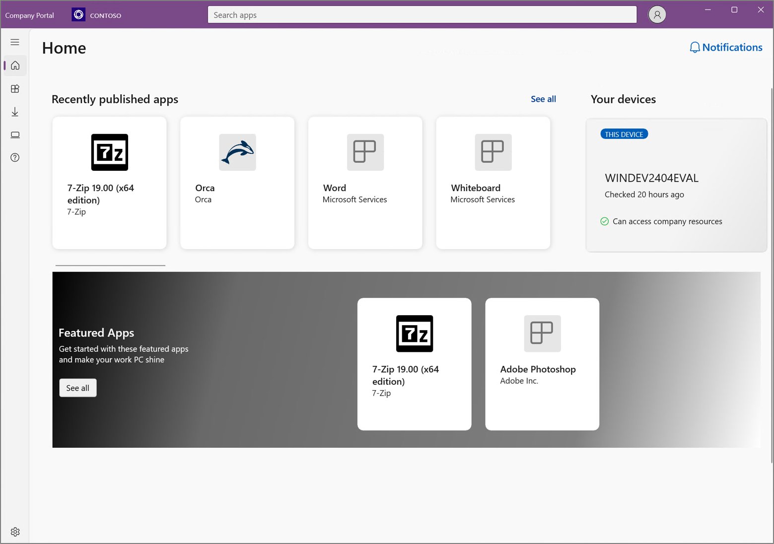 IntuneSuppTeam's tweet card. Learn more about the new look for Intune Company Portal app for Windows!