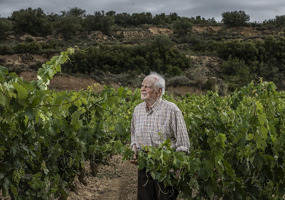 vinoderioja's tweet card. Ricardo Fernández. Fundador de Bodegas Abeica (Ábalos) a sus 92 sigue activo supervisando viñas, huerta y gallinas como, por obligación, comenzó hace 78 años