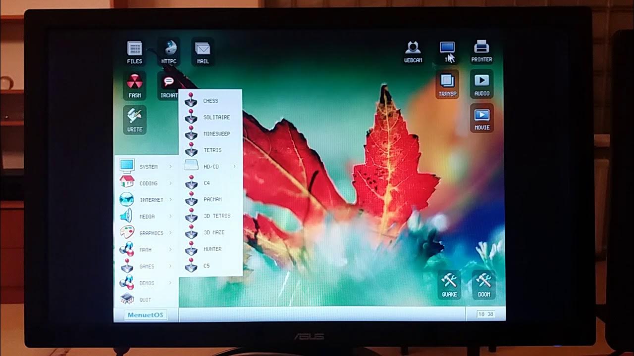 MenuetOS64bit's tweet card. MenuetOS (64bit, 100% asm) - Some games