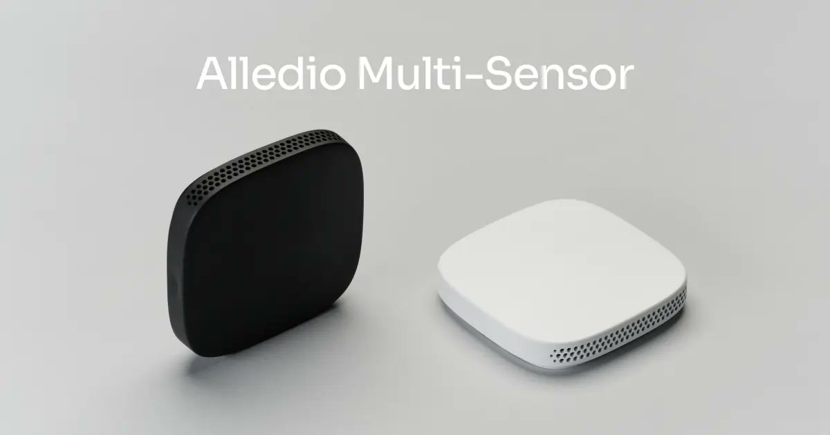 tadejmursic's tweet card. Alledio Multi-Sensor with Modbus & Bacnet measures temperature, humidity, pressure, VOC, CO2, air quality, PM 2.5 for particle contamination, detects occupancy for intelligent automation.