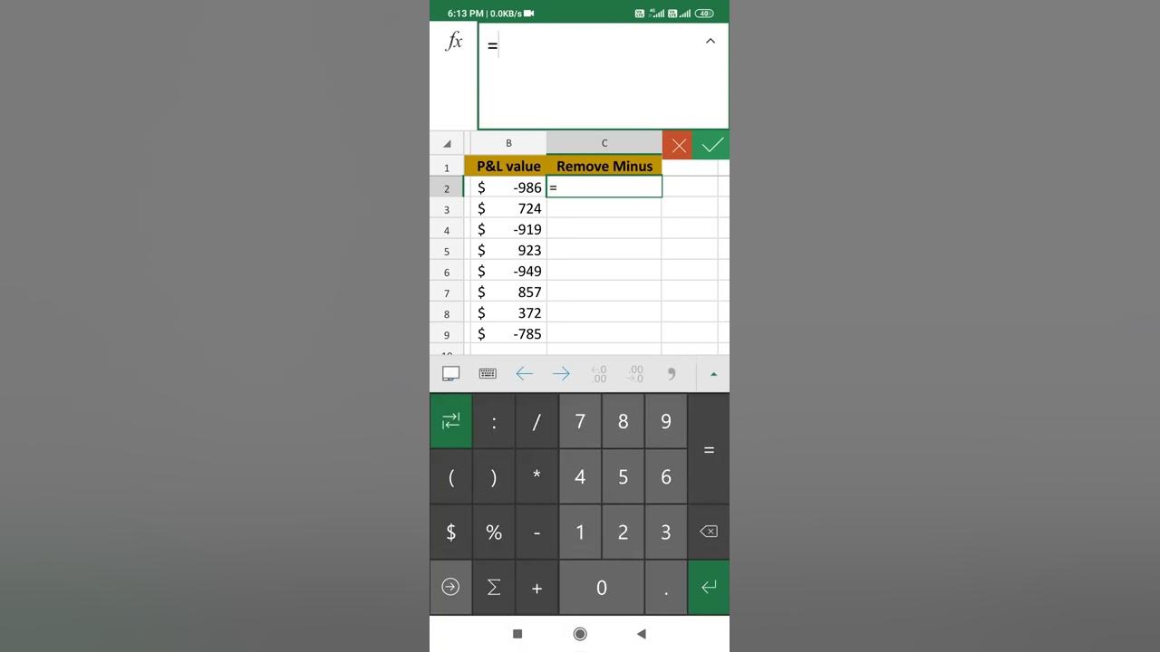 masterexcelaz's tweet card. ABS formula in mobile ms excel | Mobile excel tutorial