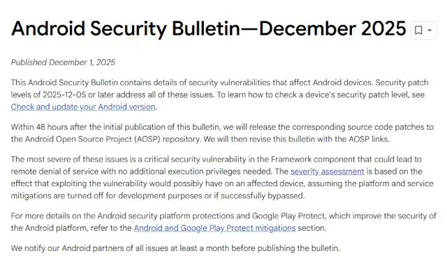 DIYprojects55's tweet card. Google Releases December 2025 Android Security Update: Multiple Critical Vulnerabilities Patched, Evidence of Active Exploitation