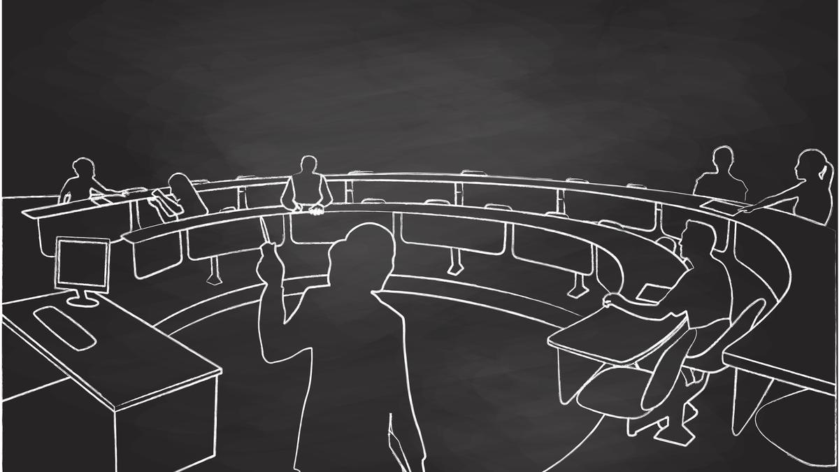 TheHinduEduPlus's tweet card. Indian higher education faces challenges with a 15:1 student-teacher ratio, impacting quality of teaching and research. Flexible ratios are needed.