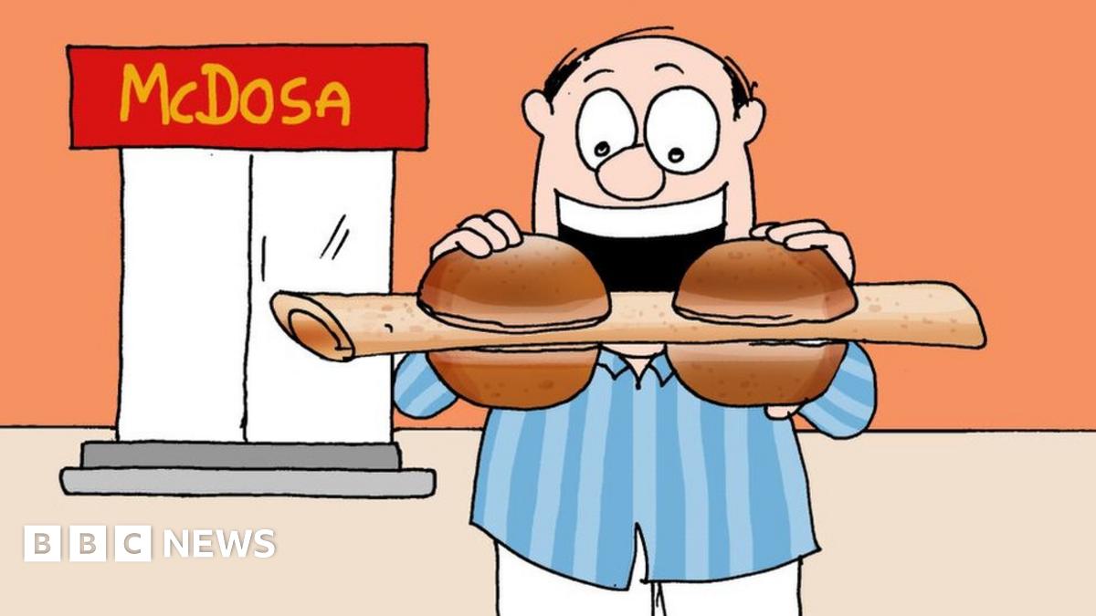 SAHELIBISWAS7's tweet card. The BBC's in-house cartoonist, Kirtish Bhatt, on McDonald's bid to become "more Indian".