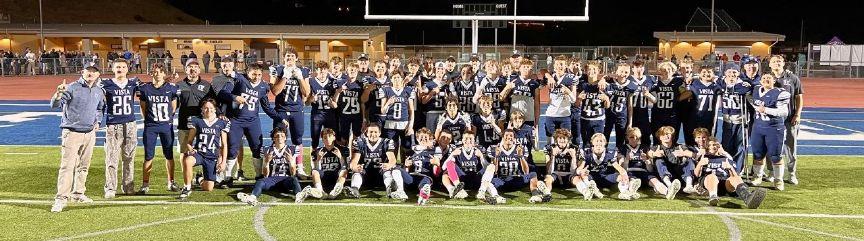 VistaFB's tweet card. Vista freshman football team finishes undefeated