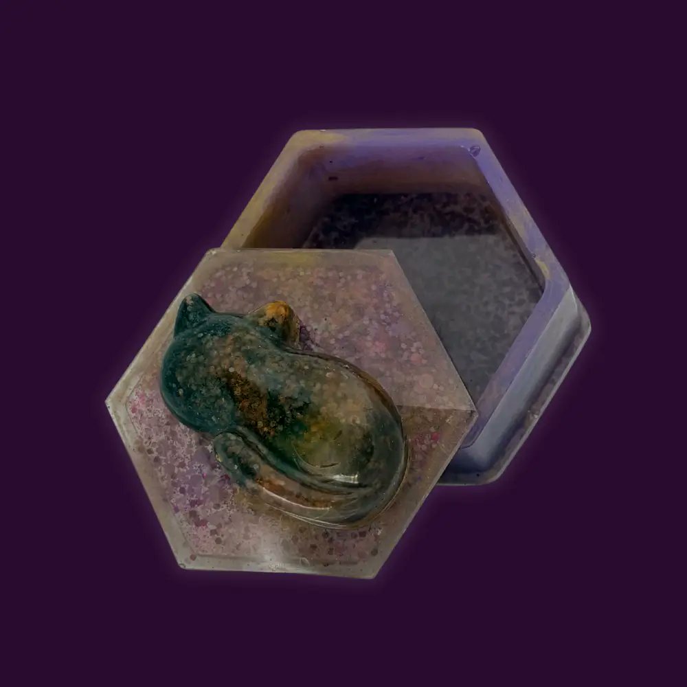 Poxy_Roses's tweet card. Don't miss this Cat Trinket Box with Lid! This adorable Handmade Resin Cat Box is a perfect Small Resin Trinket Box Gift. Limited stock—buy yours now!