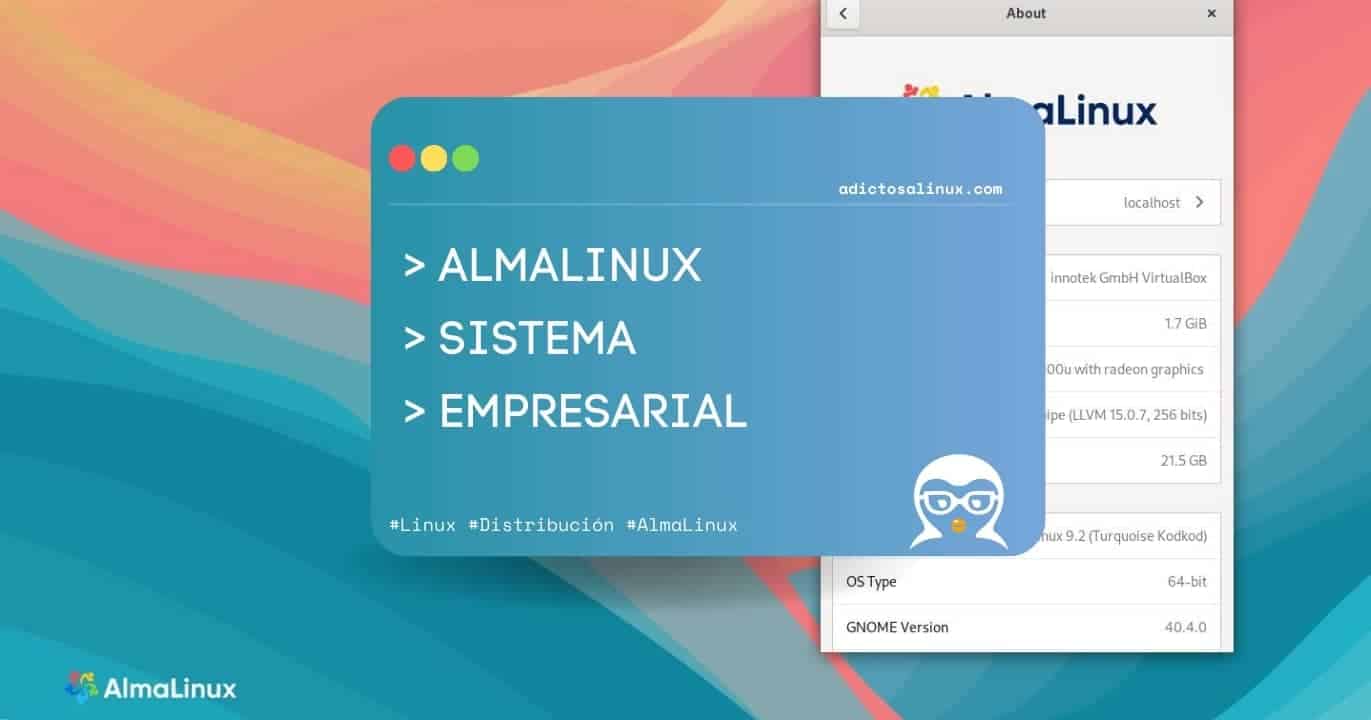 AdictosaLinux's tweet card. Descubre qué es AlmaLinux, la distribución empresarial gratuita y compatible con RHEL. Analizo sus ventajas, casos de uso y por qué es ideal para tu servidor.