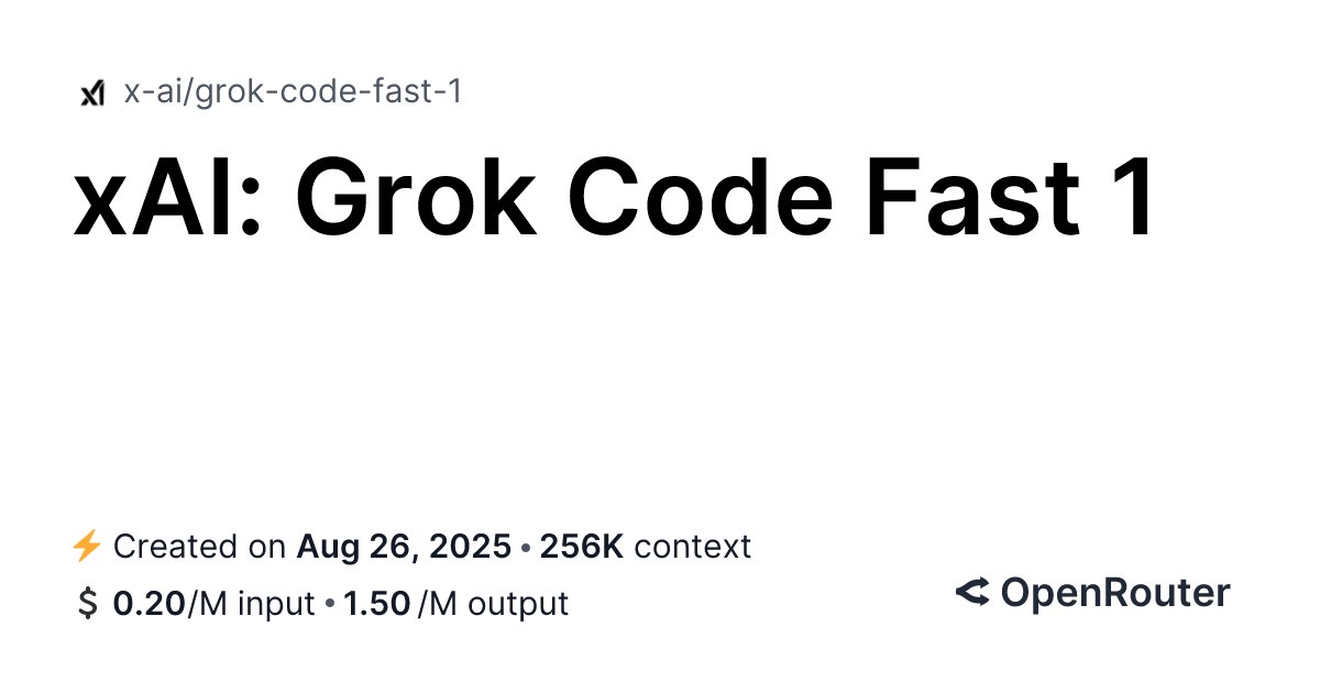 Denis_K's tweet card. Grok Code Fast 1 is a speedy and economical reasoning model that excels at agentic coding. With reasoning traces visible in the response, developers can steer Grok Code for high-quality work flows....