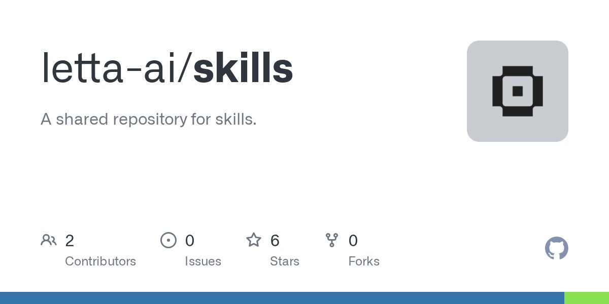 cameron_pfiffer's tweet card. A shared repository for skills. Contribute to letta-ai/skills development by creating an account on GitHub.