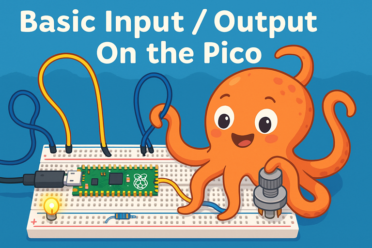 Liddlun's tweet card. The article explains how a Raspberry Pi Pico uses a potentiometer to control LED brightness, demonstrating basic input and output.