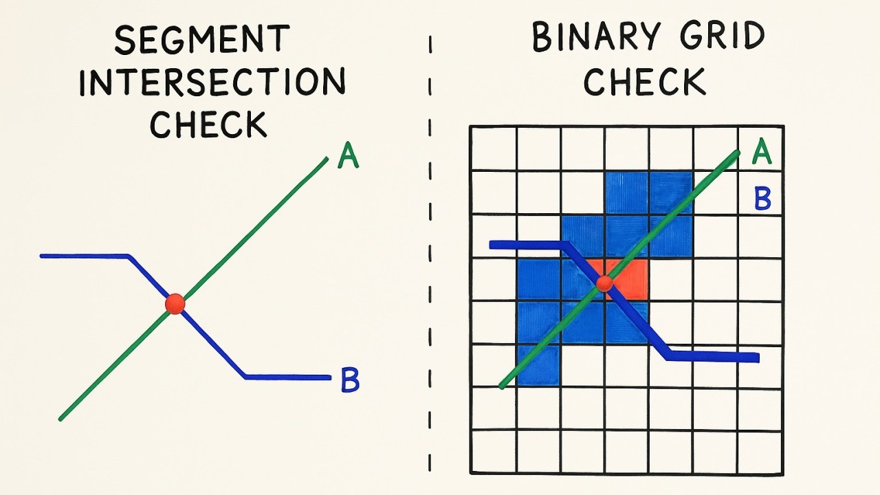 log0's tweet card. Most people find determining whether two line segments intersect incredibly boring. After all, can't you just draw it on paper and see? Why would anyone get excited about it? Yet, if this problem...