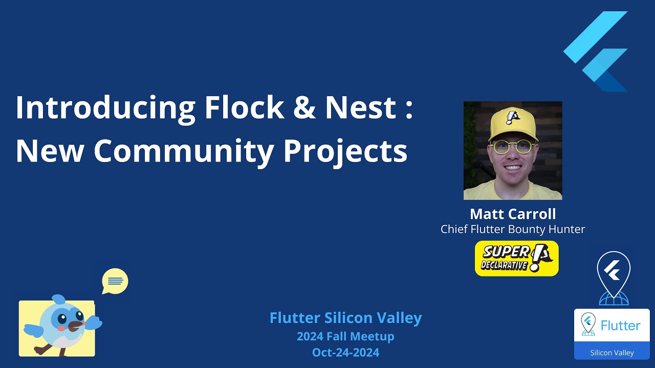 SVFlutter's tweet card. Flock & Nest : New Flutter Community Projects by Matt Carroll,...