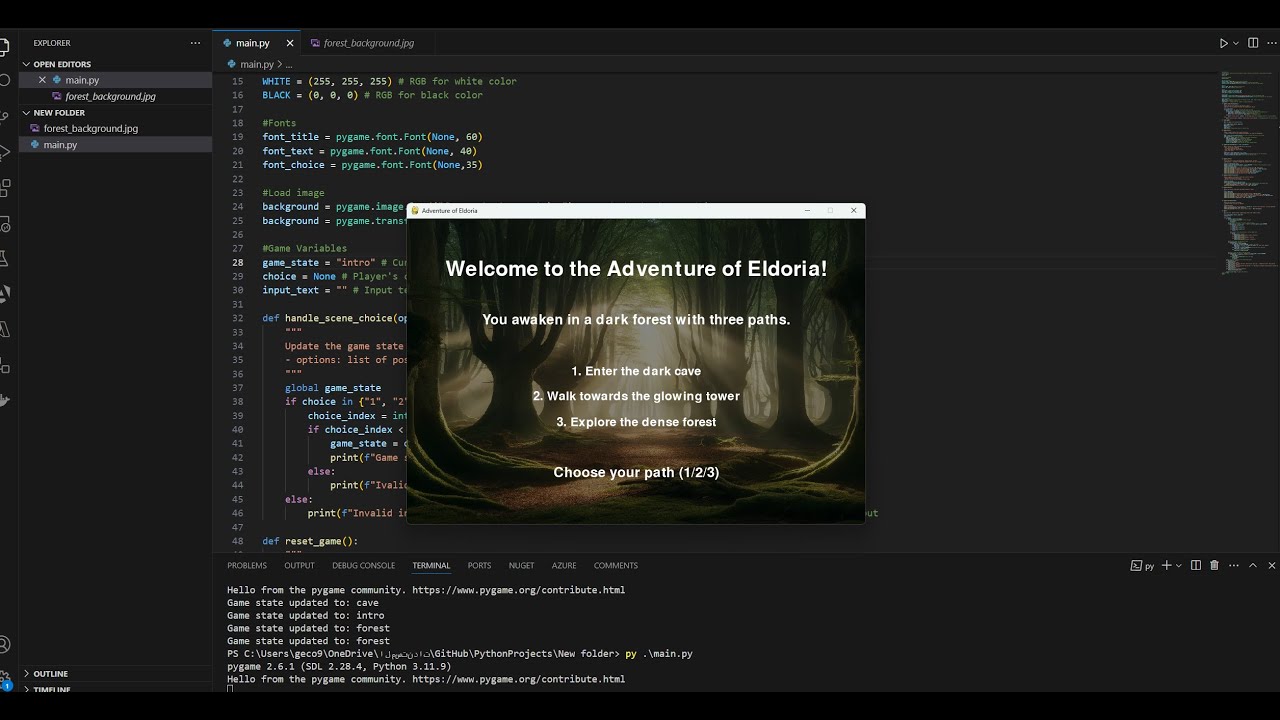 GECO971's tweet card. Adventure of Eldoria 🏞️ | An Immersive Text-Based Python Game*