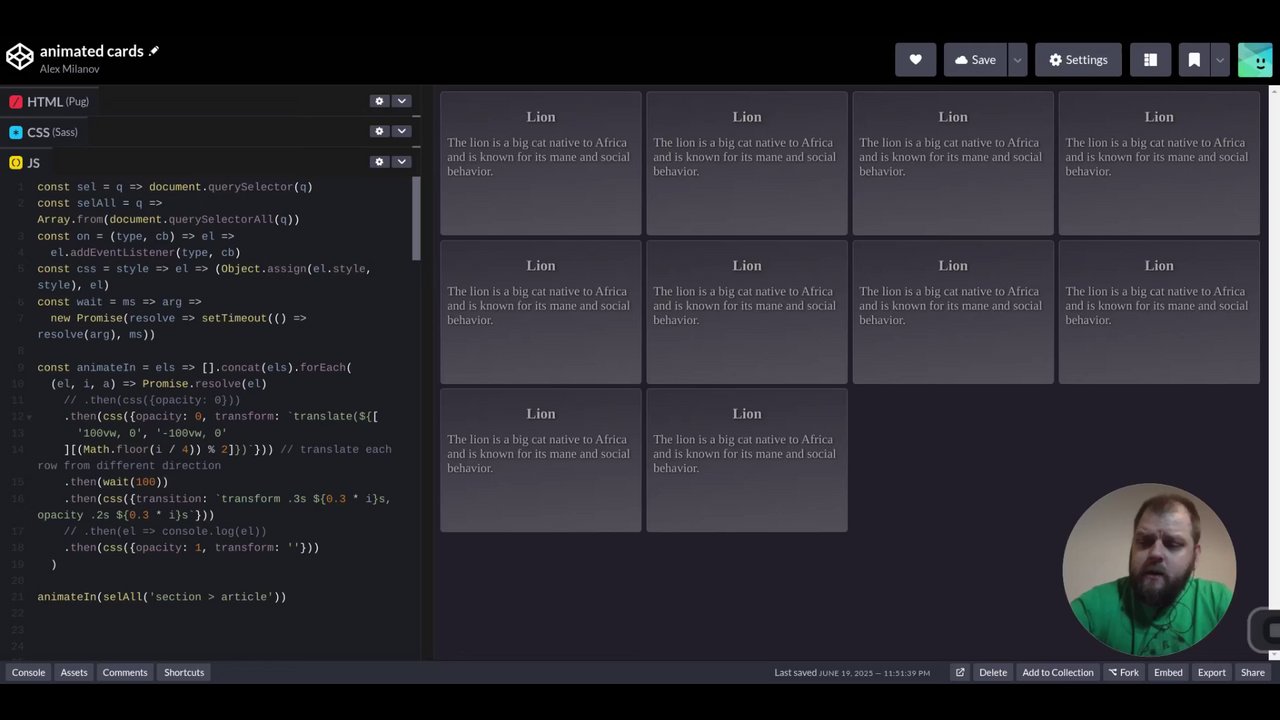 alex_milanov_'s tweet card. Creating Dynamic Card Animations for My New Website 🌟