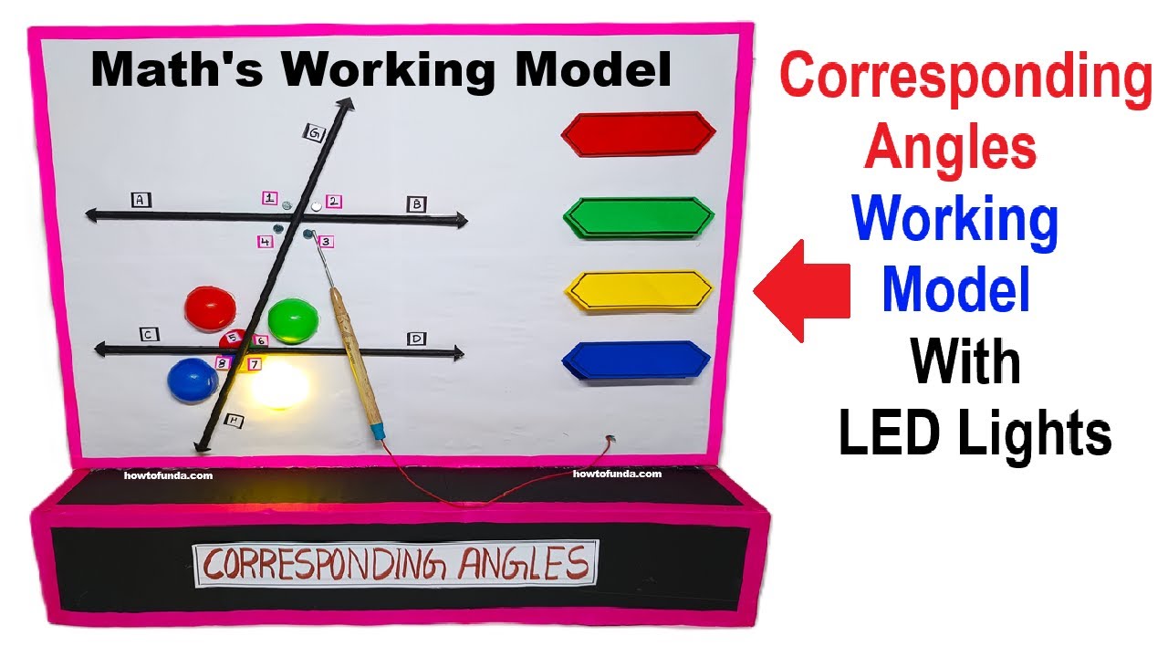 howtofunda's tweet card. corresponding angles working model with led lights - maths project -...