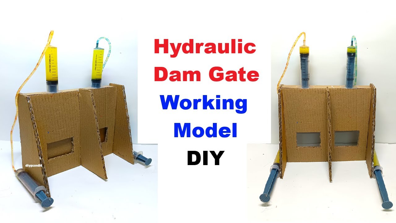 howtofunda's tweet card. hydraulic dam gate working model - diy - diypandit - syringe science...