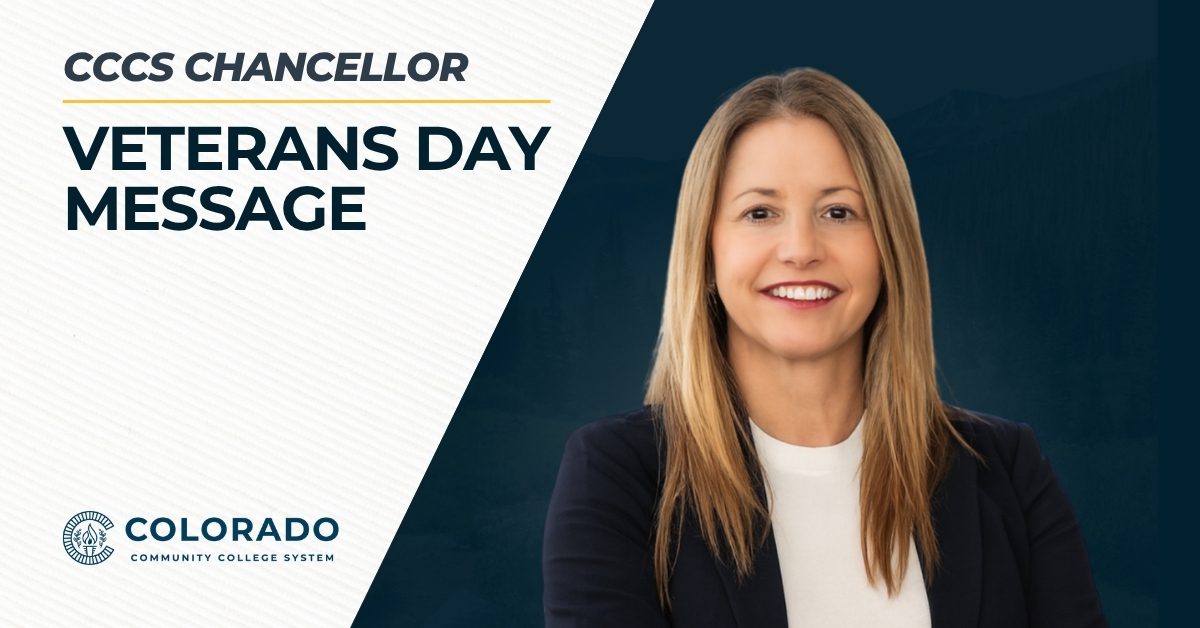 GoCCCS's tweet card. Across the Colorado Community College System, we are proud to recognize the courage of veterans, active-duty service members, and