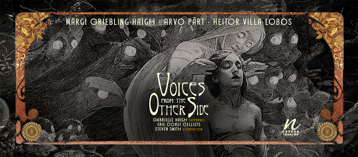 SimpleHarmonic2's tweet card. VOICES FROM THE OTHER SIDE is a collection of evocative chamber works performed by cello octet — several with soprano soloist Gabrielle Haigh.