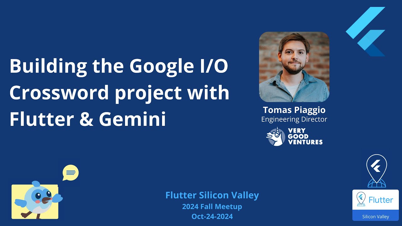 SVFlutter's tweet card. Building the I/O Crossword project with Flutter & Gemini by Tomas...