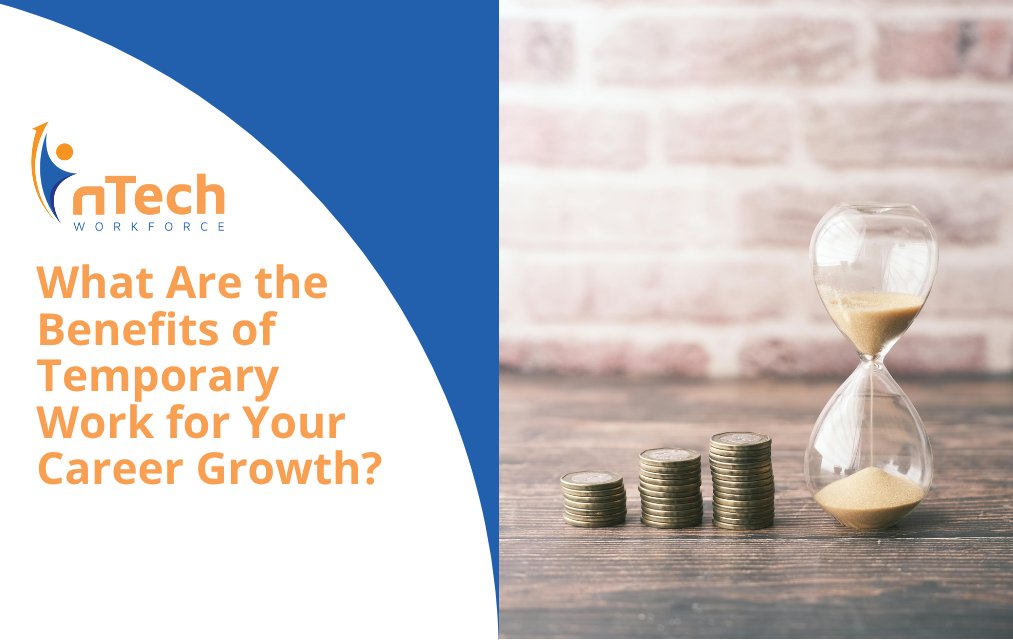 nTechWorkforce's tweet card. At nTech, we’ve helped thousands of job seekers turn temporary roles into long-term success stories. Here are a few ways saying “yes” to a temp job can move your career forward.