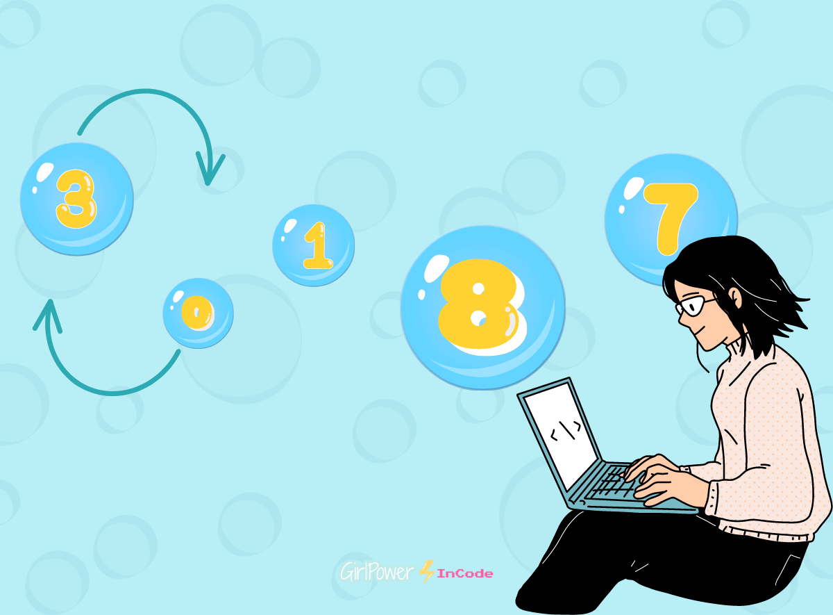 GirlPowerInCode's tweet card. En este artículo te explicamos el algoritmo de ordenamiento burbuja y te compartimos una posible solución.