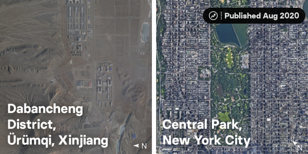 meghara's tweet card. China rounded up so many Muslims in Xinjiang that there wasn’t enough space to hold them. Then the government started building.