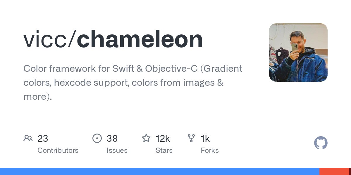 iOS_AK's tweet card. Color framework for Swift & Objective-C (Gradient colors, hexcode support, colors from images & more). - vicc/chameleon