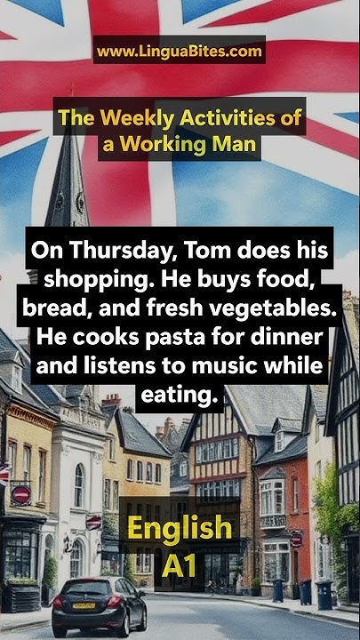 LinguaBites's tweet card. #English A1 - The Weekly Activities of a Working Man