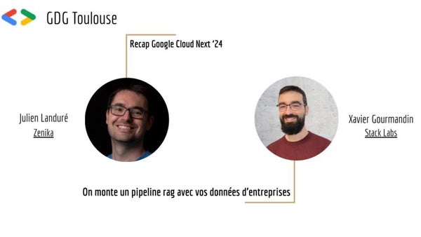 GDGToulouse's tweet card. Pour cette soirée, 2 sujets : Tout juste rentrés de la grande conférence annuelle Google Cloud à Las Vegas, Julien et Xavier vous proposent de vous faire découvrir les der