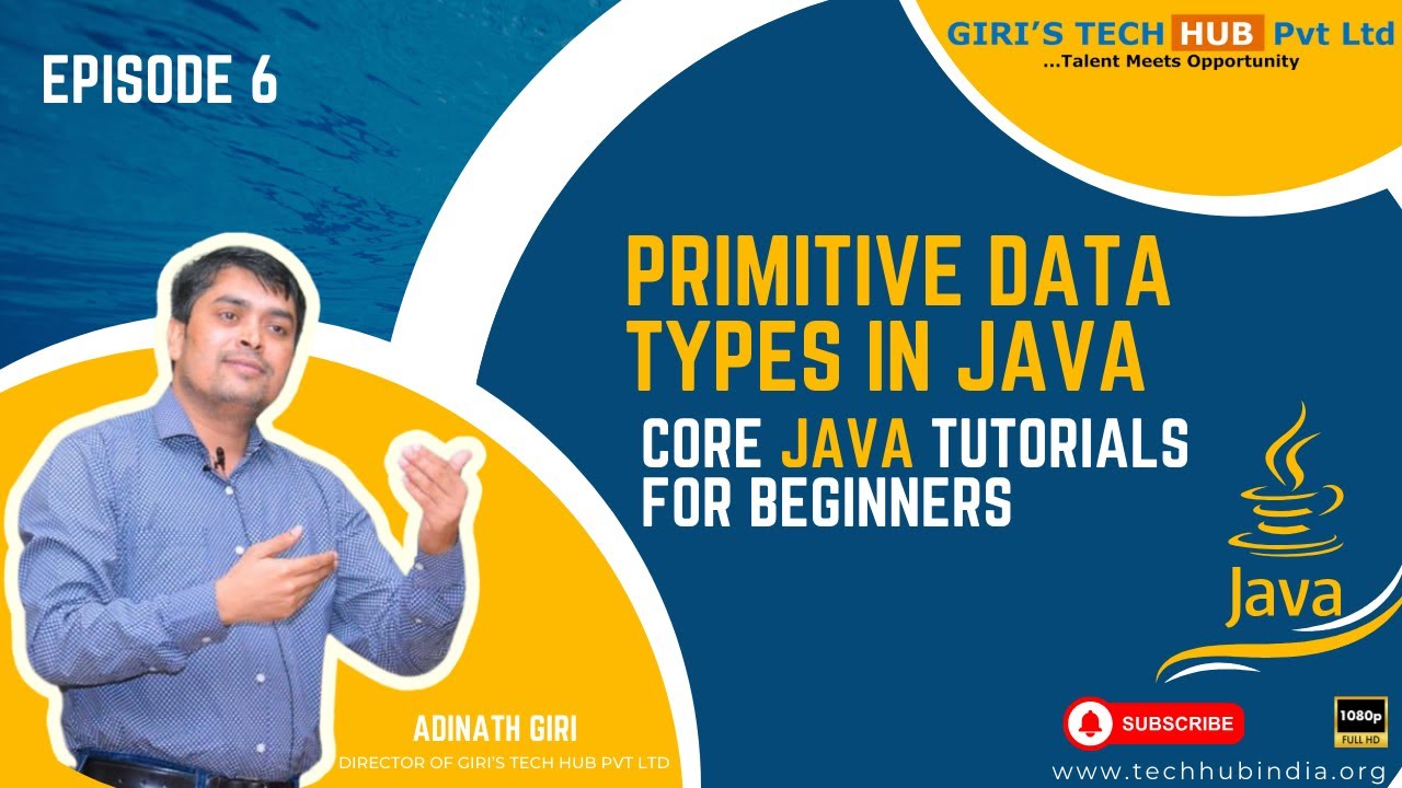 HubGiri's tweet card. Primitive data types in java | core java for beginners | live class...