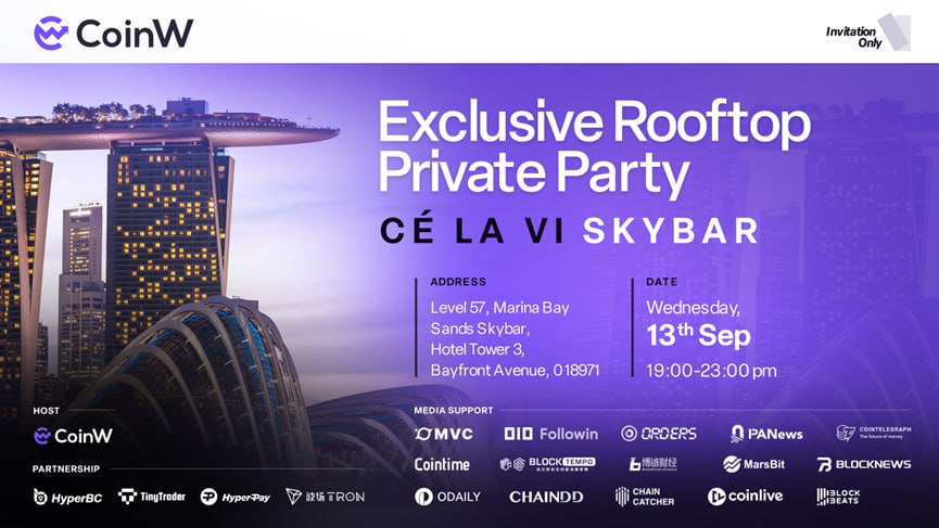 MiningTWxyz's tweet card. 加密貨幣交易平台 CoinWCoinW 將以白金贊助商身份於 2023 年 9 月 13 日出席 TOKEN2049 新加坡活動。此外，CoinW 主辦的 TOKEN2049 After Party 將於同日 19 點，於新加坡金沙酒店頂樓 CÉ LA VI Club Lounge 舉辦。 （前情提要：CoinW 交易所《EthCC Enchanté Paris》活動 7/18 登陸法國巴黎）...