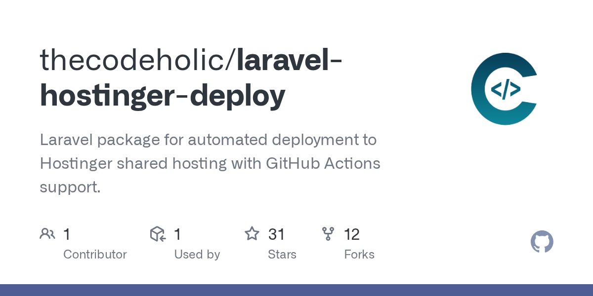 CodeSushil's tweet card. Laravel package for automated deployment to Hostinger shared hosting with GitHub Actions support. - thecodeholic/laravel-hostinger-deploy