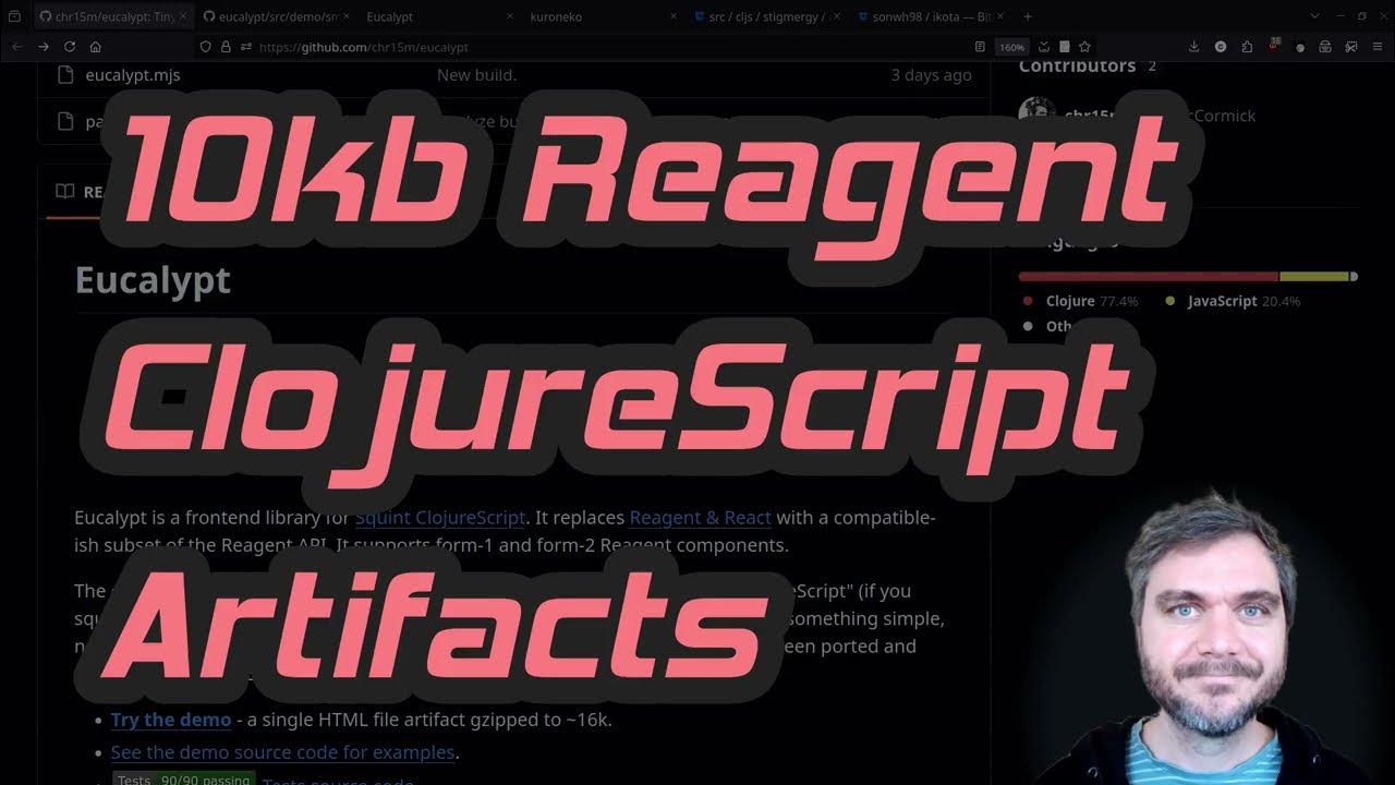 borkdude's tweet card. Make UIs in 10kb with "ClojureScript" and "Reagent" (Squint-cljs and...